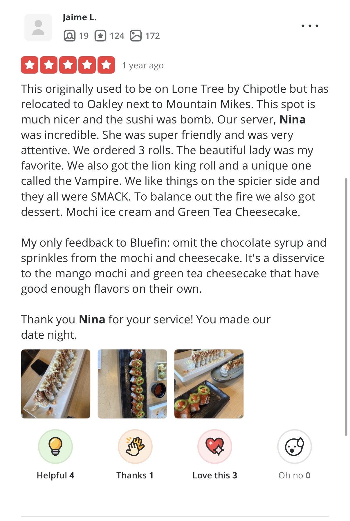 Original historical customer review by Jamie L.